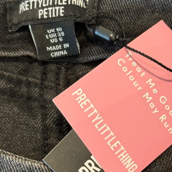 Pretty Little Thing Women's Petite Micro Mini Denim Skirt Black Size 10 NWT - Picture 7 of 8